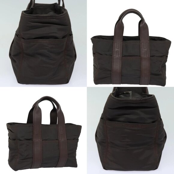 HERMES Acape Luco PM Hand Bag Nylon Brown Auth bs14944 - Picture 13 of 14
